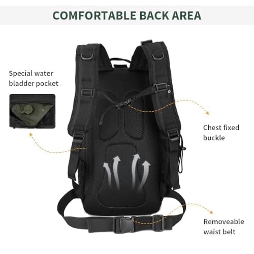 HUNTVP Tactical Backpack 25L, Molle Military Rucksack Army Style Back Pack Motorcycle Bag Laptop Daypack for Men Women Cycling Hiking Camping Hunting (25L-black) — view 4