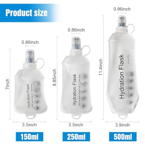 AXEN 500ML Soft Flask, TPU Foldable Running Hydration Flask, Soft Collapsible Water Bottle for Hydration Pack Cycling Marathon Running Hiking, White — view 2