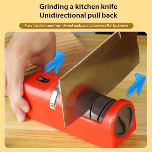 Aoresac Electric Knife Sharpener Vane/Wing Grinder USB Rechargeable for Kitchen Chef Home Outdoor Camping (Red) — view 3