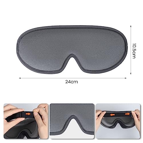 SUSNUAN Sleep Eye Mask, 3D Contoured Sleep Mask Light Blocking Sleep Mask for Women and Men, Soft and Comfortable Night Eye Blinder, Suitable for Travel, Lunch Breaks, Sleeping, Meditation (Grey) — view 4