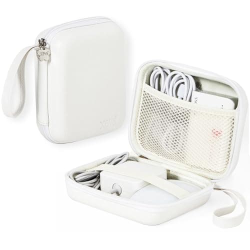 Linpr Portable Charger Case, Tech Electronic Organizer Bag, White, L