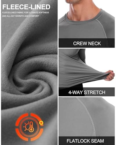 Roadbox Men's Thermal Base Layer Top 1-2 Pack, Fleece Lined Long Sleeve — view 3