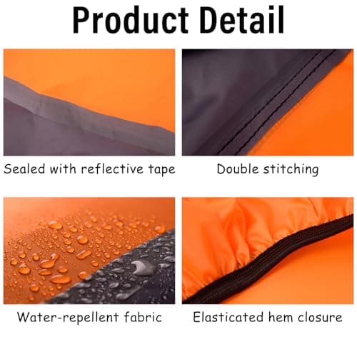 ZAUXVAI Waterproof Rain Cover for Backpack, Orange and Grey, Polyester, 53 x 20 x 19 cm — view 3
