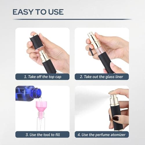 Lulupack Travel Perfume Atomiser Refillable - Leather Mini Perfume Refill Spray Bottles - Small Travel Size Portable Fragrance Bottle - Empty Cologne Filler Atomiser 10ml 2PCS Red Brown — view 4
