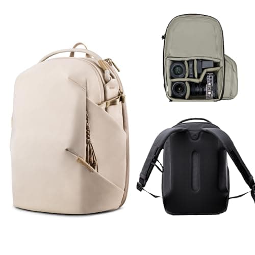 PGYTECH OneGo Lite Camera Backpack 16L Lightweight Camera Bag Compatible with Sony/Canon/Nikon/DSLR/SLR Mirrorless Cameras, Water-Resistant BackPack for Urban & Travel Photography, Cream White