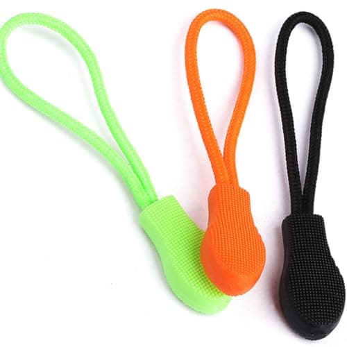 PRETYZOOM 15pcs Plastic Zipper Puller Kit with Black Green Orange Cord Pulls for Clothing and Suitcases, Sturdy Replacement Zipper Heads with Stay Cord for Easy Repair — view 4
