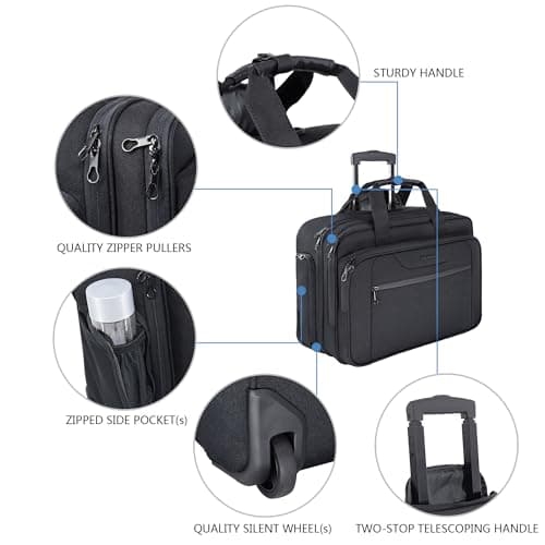 KROSER Rolling Laptop Bag Wheeled Briefcase Fits Up to 17.3 Inch Laptop — view 5