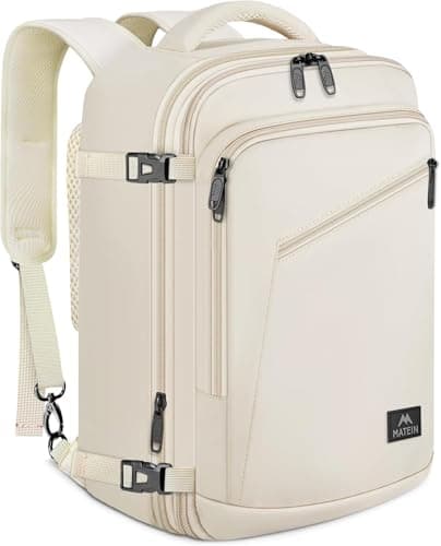 MATEIN for New Expandable Ryanair Cabin Bags 40x30x20 Underseat, Travel Rucksack Cabin Size, Ryan Air Bag 40x30x20, Under Seat Flight Backpack, Hand Luggage Backpack for Travelling, Beige