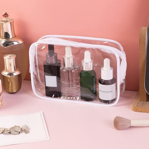 30 Pcs Clear Cosmetic Bags, Makeup Bags Bulk, Reusable Toiletry Bag for Travel, PVC Waterproof Clear Pouch with Zipper for Men and Women Carry-on Travel Essentials (18 x 5.5 x 12 cm) — view 3