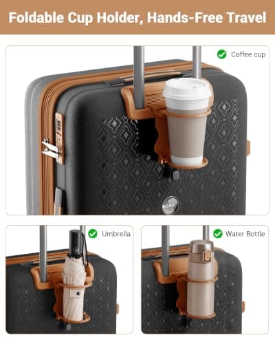 Kono Expandable Medium 24" Hard Shell Suitcase with Cup Holder — view 4