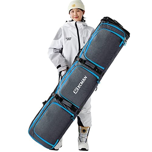 XCMAN Padded Snowboard Bag Adjustable Length 63-75In Padded Bag for Air Travel (Grey)