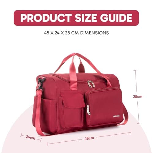 Skylark Womens Mens Sports Gym Bag Duffle Bag with Shoes Compartment, Weekend Travel Bag Overnight Bag, Water Resistant Holdall Hospital Bag for Swimming — view 2