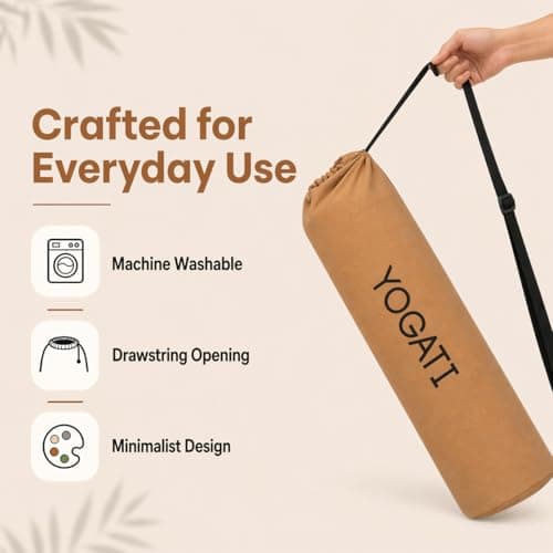 YOGATI® Yoga Mat Bag | Large Synthetic Cotton Yoga Mat Bags for Women and Men with Adjustable Strap | Perfect for Pilates and Exercise Mats | 19x80 cm Yoga and Pilates Mat Bag. Earth Yellow — view 4