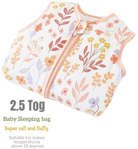 Chilsuessy Winter Baby Sleeping Bag with Feet 2.5 TOG Warm Baby Sleep Sack with Legs 100% Cotton Toddler Wearable Blanket Walker Sleep Sack for Boys and Girls, 2.5 Tog/Pink Plants, 80cm/2-3 Years — view 2