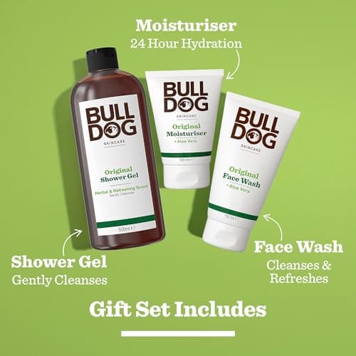 Bulldog Skincare - GiftSet for Men - Mens Grooming giftset - Original Grooming Kit - It includes Original Face Moisturiser, Face Wash and Shower Gel — view 2
