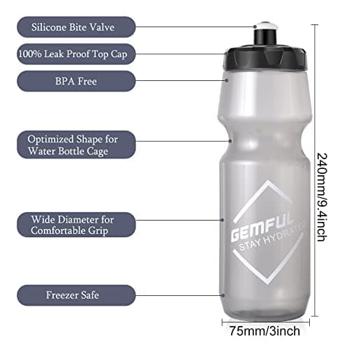 GEMFUL Sports Water Bottle BPA Free Lightweight Cycling Outdoors Squeeze Bite Lid 750ml 2 pack — view 2