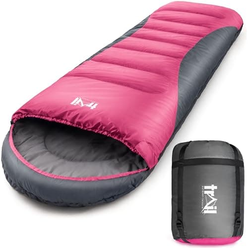Trail Alpine 400 Sleeping Bag with Hood, 4 Season, Single Adult, Pink