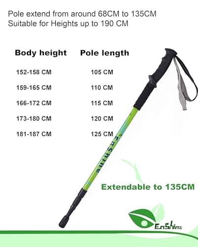 2 X Hikehobby® Antishock With Handle Trekking Walking Hiking Stick Pole (green) — view 3