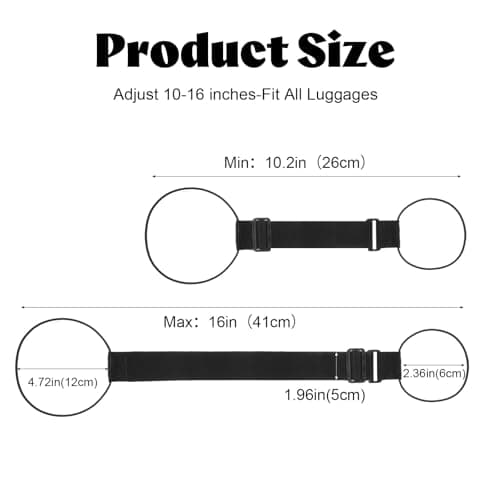 2 Pack Luggage Straps, Nylon Elastic Wrap Belts, Adjustable Travel Bungees for Suitcase Handle, Backpack, Purse Attachment — view 2