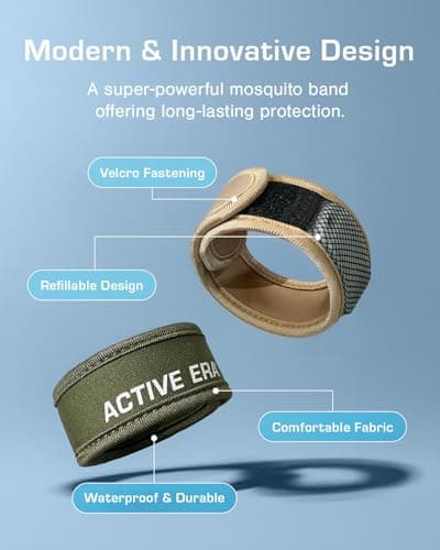 Active Era Mosquito Repellent Bracelet & Bands, Refillable Fabric Insect Wristbands, 4 Bracelets & 8 Pods, Adults & Kids 3+ — DEET-Free Citronella, Camping, Hiking, Travel Essentials (Multicoloured) — view 4