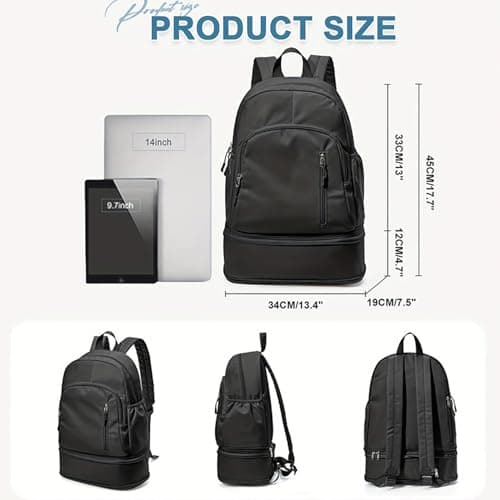 Backpack with Shoe Compartment, Waterproof Dry-Wet Separation Back Pack, Workout Backpack, for Workout Swimming Yoga Short Trips Outdoor Activities — view 5
