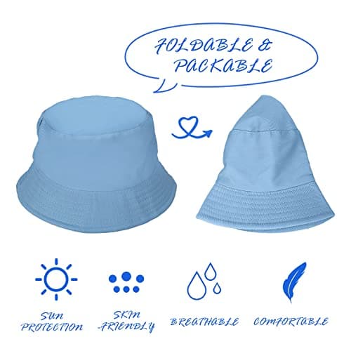 Sibba Bucket Hat Summer Fisherman Sunshade Caps Unisex Packable Hats for Women Men Holidays Hiking Camping Shopping 56-58cm Plain Colors Keep Warm in Winter (Blue) — view 6