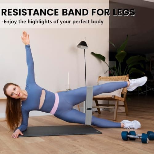 Exercise Bands, Fabric Resistance Bands for Working Out, Workout Bands Resistance for Women & Men, Multi-Colored Fabric Booty Bands for Leg Strength Training, Rehab, Yoga (3Pack-Blue) — view 6