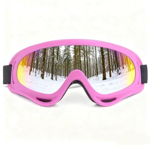 JIfengan Ski Goggles Snowboard Goggles - UV Adjustable Riding Offroad Protective Goggles, Cycling Motorcycle ATV Glasses For Youth Men Women Kids (Pink)