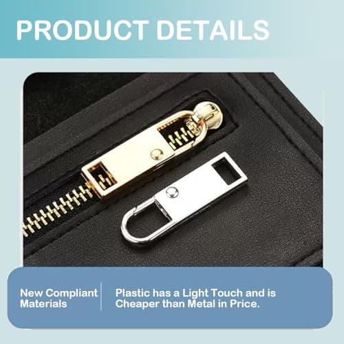 Verazquy 16Pcs Spare Zipper Pull Tab Replacement, Metal Zipper Clips Removable Handle Mend Fixer Pull with RemovableTabs Repair Accs Kit for Luggage Backpacks Purses Jackets Clothes Suitcases — view 6