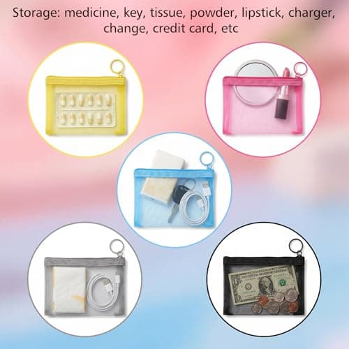 Shimmeroo 5 Pack Small Zip Pouch 5 x 4 Mesh Travel Toiletry Bag — view 6