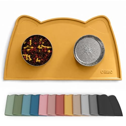 OHMO Silicone Cat Food Mat for Food&Water Bowls, 46x25cm, Honey