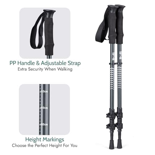 Trail Telescopic Walking Poles, 2 Pack, Adjustable 65–135cm, Teal — view 3
