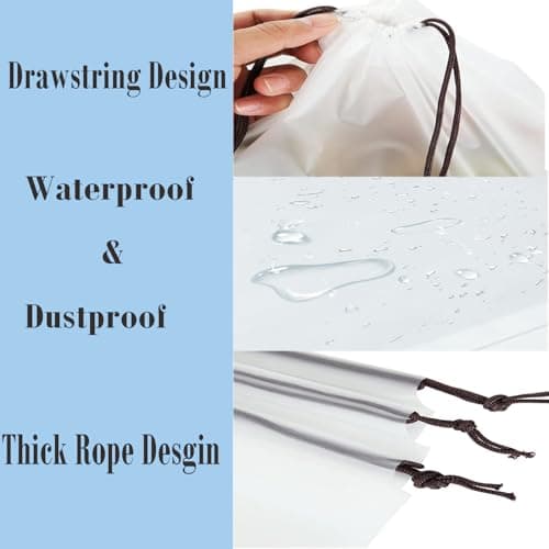20Pack Shoe Bags for Travel,30 * 40CM Clear Drawstring Travel Shoe Bags for Packing, Waterproof Dustproof Portable Travel Shoe Storage Bag with Rope for Men and Women — view 3