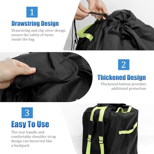 CBWERBB Car Seat Travel Bag for Airplane,Portable Premium Car Seat Cover with Shoulder Strap,Large Gate Check Bag Tear and Water Resistant Fits All Baby Infant Carriers & Booster & Convertible — view 3