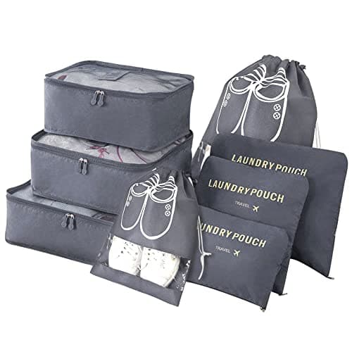 Vicloon Multifunction Packing Cubes - 8 PCS Organizer Packing Bags for Suitcase, Travel Essentials with Shoe Bag, Storage Accessories
