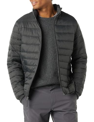 Amazon Essentials Men's Packable Lightweight Water-Resistant Puffer Jacket (Available in Big & Tall), Dark Grey, 3XL Plus Tall