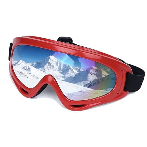 JIfengan Ski Goggles Snowboard Goggles - UV Adjustable Riding Offroad Protective Goggles, Cycling Motorcycle ATV Glasses Winter Snow Sports Glasses For Youth Men Women (Red)