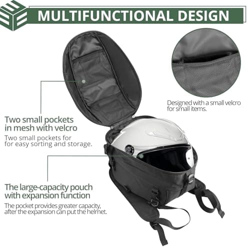 EYPINS Waterproof Motorcycle Backpack with Helmet Carrier & Waterproof Bag - 24-36L Expandable — view 3