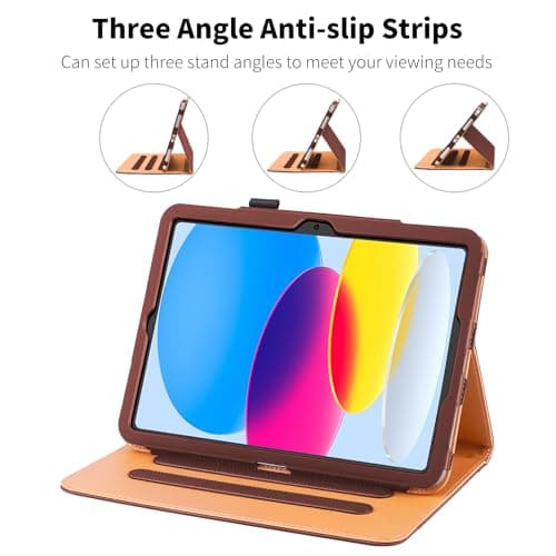 DAORANGE Case for iPad (A16) 11th Generation 11 Inch 2025, iPad 10th Generation 10.9 Inch 2022, PU-Leather Cover with Pencil Holder, Multi-Angle Stand, Document Pocket and Auto Sleep/Wake (Brown) — view 5