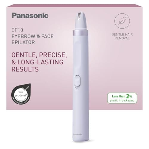 Panasonic ES-EF10-V503 Eyebrow & Facial Hair Epilator for Women, Eyebrow Shaper, LED Light, Compact Pen Design, AA Battery Operated, Light Purple