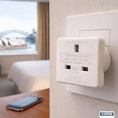 STATUS Australian Travel Adaptor Plug, Single Socket Power Adapter for UK Devices in Australia & New Zealand, Compact Travel Converter, White (SAUSTAB112) — view 5