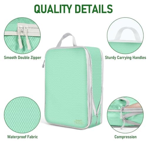 Compression Packing Cubes for Travel, Travel Essentials Luggage Organizer bags for Suitcase, Durable Compression Travel Packing Cubes for Carry on Backpack (Matcha green, 7pcs) — view 4