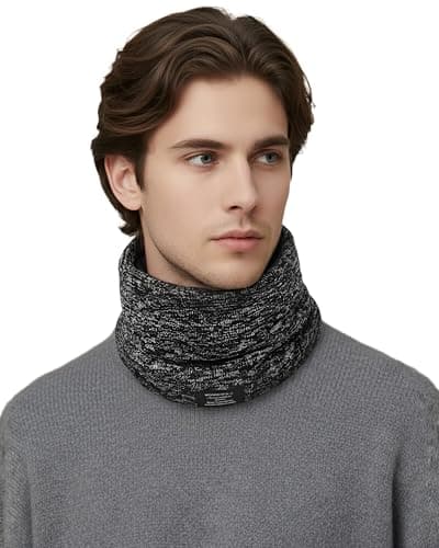 Huglux Winter Neck Warmer Fleece Snoods for Men Women, Thermal Thick Knit Neck Gaiters Windproof Dark Dray, Ski Mask Scarf Gifts for Cycling Motorcycle Ski Sports