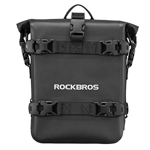 ROCKBROS Motorcycle Saddle Bag Waterproof Side Pannier With Shoulder Strap for Luggage Storage, Travel, Daily Commuting - 5L Black