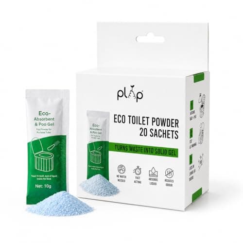 PlopEco® 20PCS Portable Toilet Sachets for Camping & Travel, Fast-Acting Waste Solidifier with Absorbent Powder for Toilet Bags, Car, Van Life, Outdoor & Emergency Kits