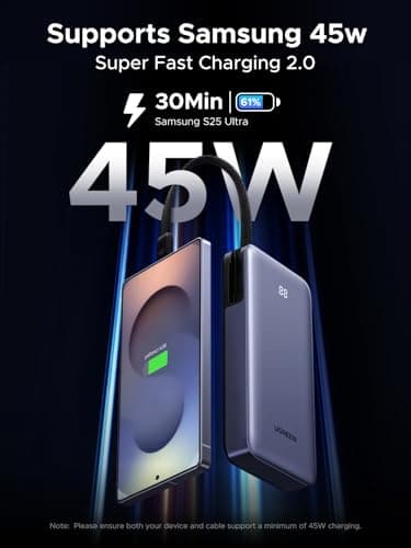 UGREEN Nexode 45W 20000mAh Power Bank 3-Way Output Built-in Cable — view 2
