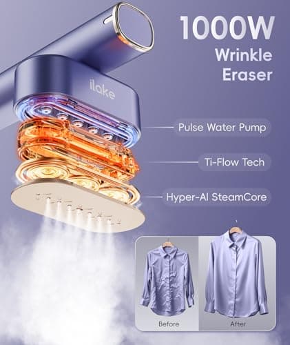 Travel Steamer for Clothes, 100-240V Dual Voltage Portable Garment Steamer, 1000W Travel Size Handheld Steam & Iron 2 in 1, for Global & Europe Travelling, Business, Home (Blue) — view 4