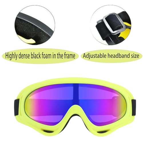 Ski Goggles Men Women, UV400 Anti-Fog Windproof Snow Glasses (Yellow) — view 3