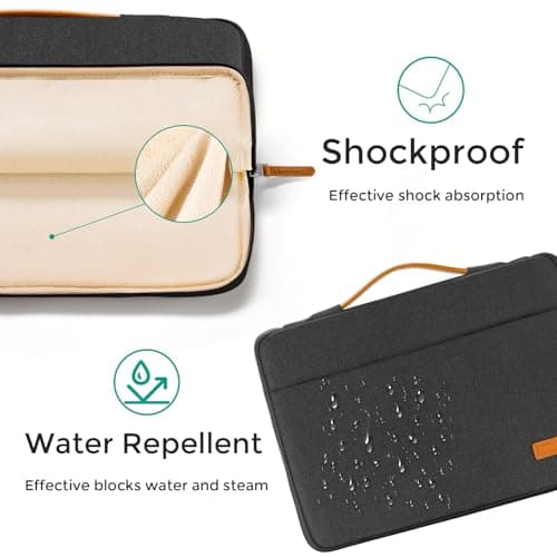 DOMISO 17 inch Laptop Sleeve Protective Case Cover Compatible with 17-17.3 inch HP Dell ASUS Lenovo Chromebook,Waterproof Computer Cases Bag with Handle,Black — view 4