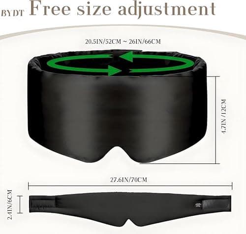 BYDT Mulberry Silk Sleep Mask, Large Blackout for Side Sleeper Black — view 5
